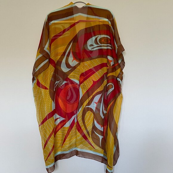 Kimono Duster Native Raven Design Open Front Sheer Jacket  One Size - Picture 2 of 5